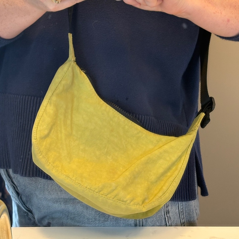 Small BAGGU Lemongrass Crossbody Crescent Bag